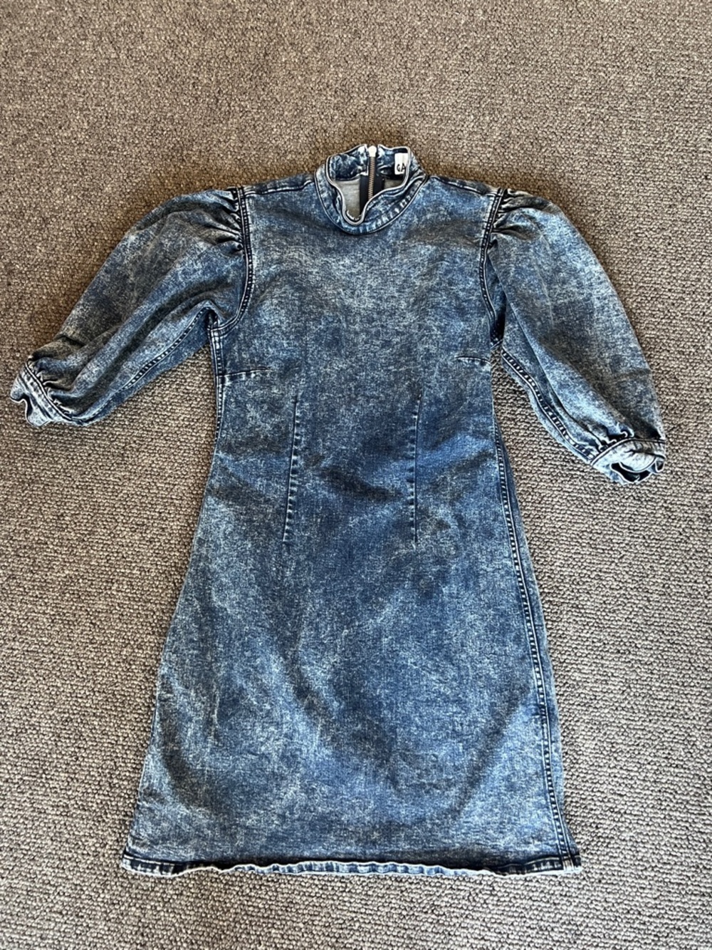 Ganni Faded Indigo Zip-Front Denim Dress